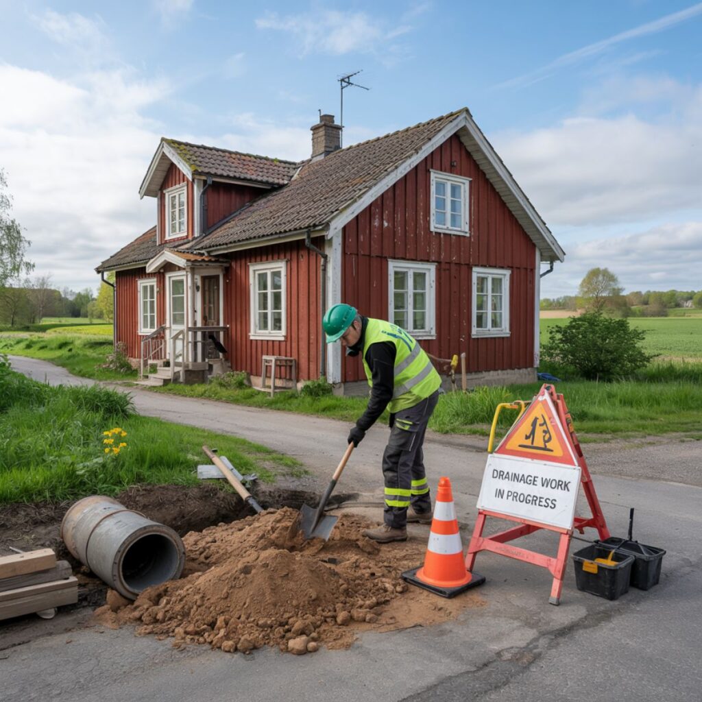 Inkoppling av vatten och avlopp till villa, inklusive eventuell bergspräckning, Lidköping, Majåker